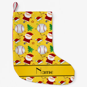 Personalisierter Name, gelbe Baseball-Weihnachten Kleiner Weihnachtsstrumpf