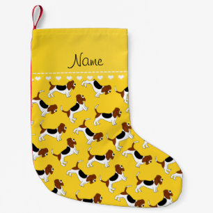 Personalisierter Name: Gelbe Basset-Hunde Kleiner Weihnachtsstrumpf