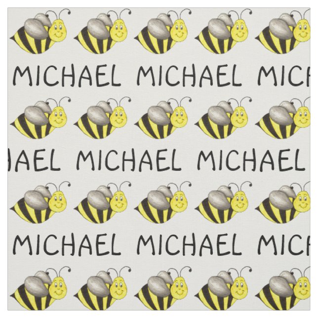 Personalisierter Name Gelbe Biene Hummel Honeybee Stoff (Muster)