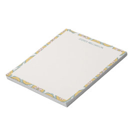 Personalisierter Name Gelbe Blumenpastete Grenze Notizblock