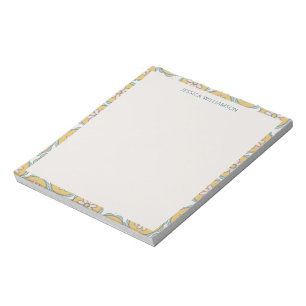 Personalisierter Name Gelbe Florale Pastell-Randge Notizblock