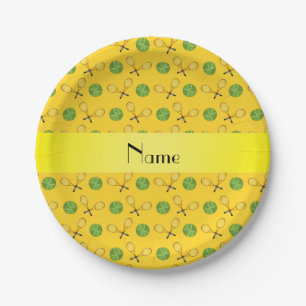 Personalisierter Name: gelbe Tennisbälle Pappteller