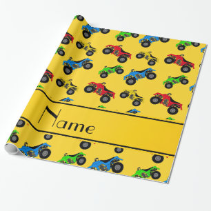 Personalisierter Name: gelbes ATV-Muster Geschenkpapier
