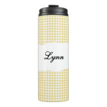 Personalisierter Name gelbes Gingham-Muster