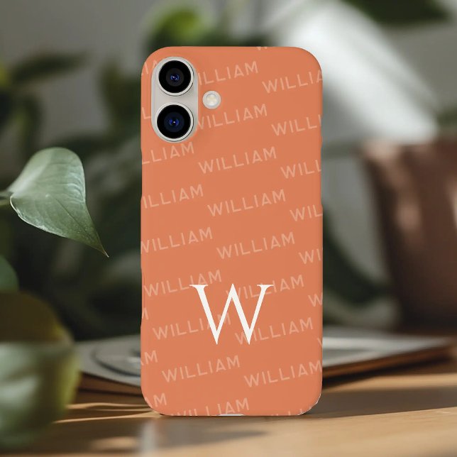 Personalisierter Name gemustert, Einfache Monogram iPhone 16 Plus Hülle (Von Creator hochgeladen)