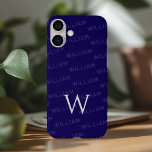 Personalisierter Name gemustert, Einfache Monogram iPhone 16 Plus Hülle<br><div class="desc">Dieses elegante iPhone 16 Gehäuse bietet ein raffiniertes Monogramm-Muster mit einer modernen, minimalistischen Touch. Das Design hebt Ihren Namen in einem klaren, einfachen Schriftart hervor und schafft so ein personalisiertes und stilvolles Aussehen. Der erste Buchstabe deines Namens wird prominent als fett gedrucktes Monogramm dargestellt, das der Ästhetik eine Touch Eleganz...</div>