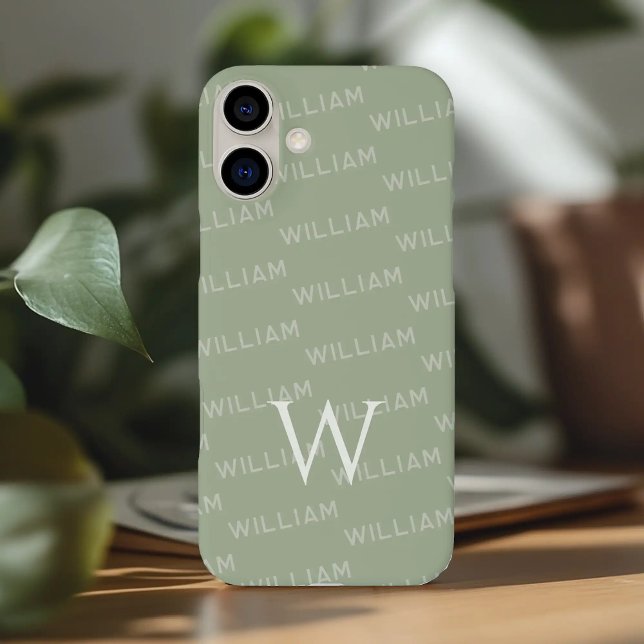 Personalisierter Name gemustert, Einfache Monogram iPhone 16 Plus Hülle (Von Creator hochgeladen)