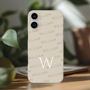Personalisierter Name gemustert, Einfache Monogram iPhone 16 Plus Hülle