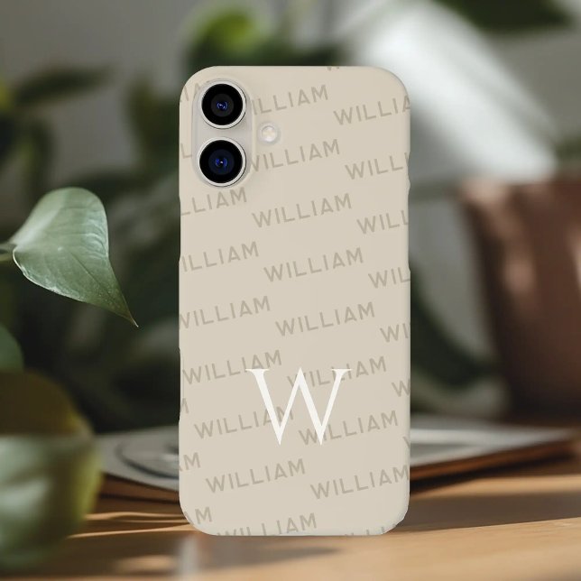 Personalisierter Name gemustert, Einfache Monogram iPhone 16 Plus Hülle (Von Creator hochgeladen)