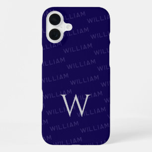 Personalisierter Name gemustert, Einfache Monogram iPhone 16 Plus Hülle