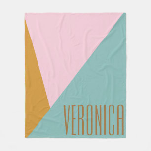 Personalisierter Name Geometric Pink Blue Pastel D Fleecedecke