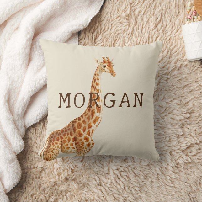 Personalisierter Name Giraffe Safari Kissen (Decke)