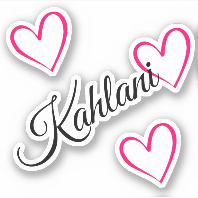 Personalisierter Name Girl Pink Calligraphy Herzna Aufkleber (Vorderseite)