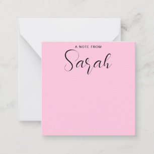 Personalisierter Name Girly Calligraphy Pink Mitteilungskarte