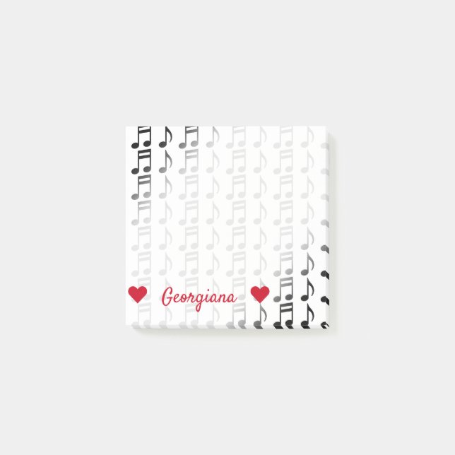 Personalisierter Name + Gitter der musikalische Post-it Klebezettel (Vorderseite)