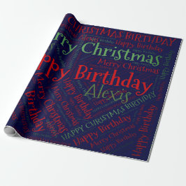 Personalisierter Name Glücklich Weihnachten Geburt Geschenkpapier