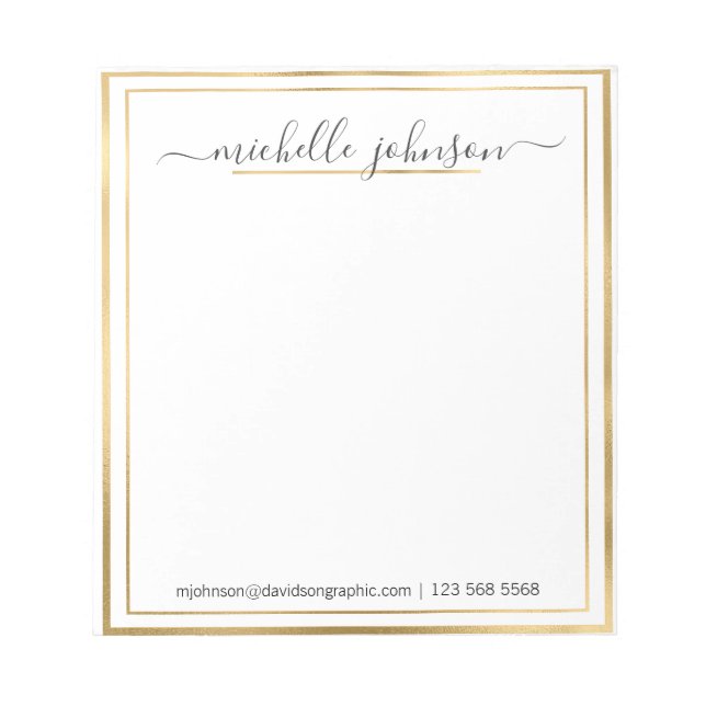Personalisierter Name Gold | Aus dem Schreibtisch  Notizblock (Vorderseite)