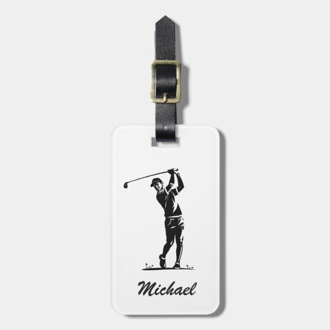 Personalisierter Name Golf Player Golfer Golfspiel Gepäckanhänger (Vorderseite vertikal)