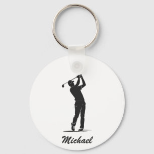 Personalisierter Name Golf Player Golfer Golfspiel Schlüsselanhänger