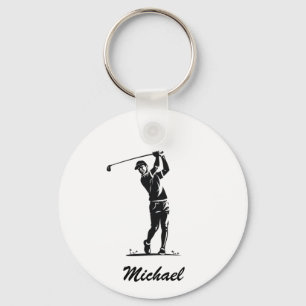 Personalisierter Name Golf Player Golfer Golfspiel Schlüsselanhänger