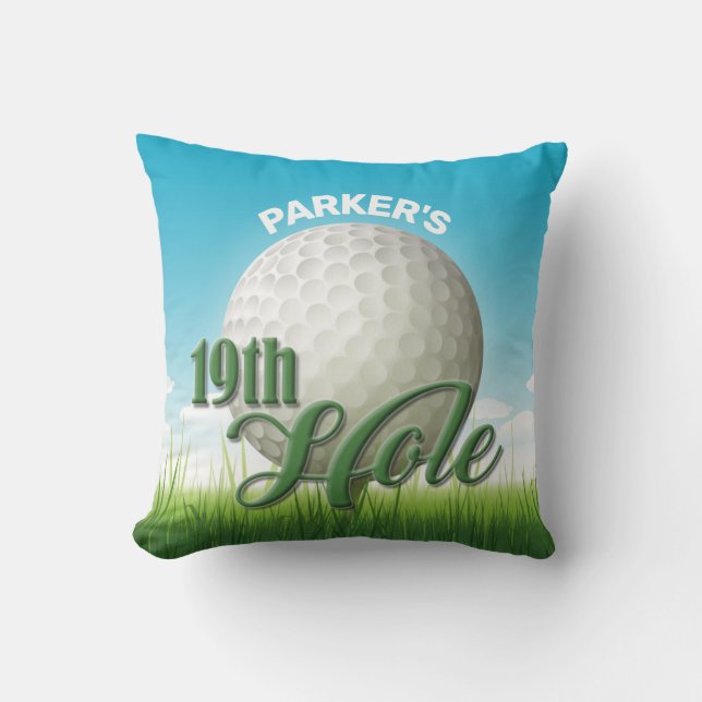 Personalisierter NAME Golfer Golf Pro Ball 19. Loc Kissen (Vorderseite)