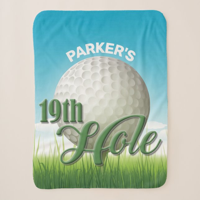 Personalisierter NAME Golfer Golf Pro Ball 19. Loc Sherpadecke (Vorderseite)