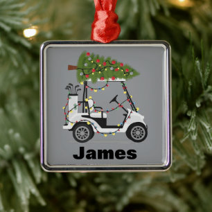Personalisierter Name Golfer Weihnachten Golf Cart Ornament Aus Metall