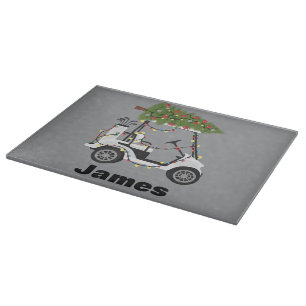 Personalisierter Name Golfer Weihnachten Golf Cart Schneidebrett