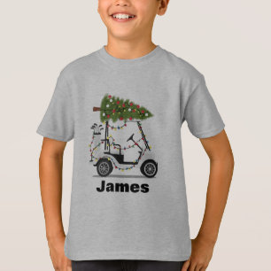 Personalisierter Name Golfer Weihnachten Golfwagen T-Shirt