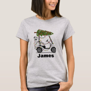 Personalisierter Name Golfer Weihnachten Golfwagen T-Shirt