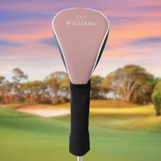 Personalisierter Name Golfklubs Dusty Rose Rosa Golf Headcover (Personalized Name Golf Clubs Dusty Rose Pink Golf Head Cover)