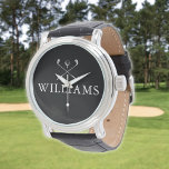 Personalisierter Name Golfklubs Schwarz/Weiß Armbanduhr<br><div class="desc">Personalisieren Sie den Namen in klassischer Typografie,  um ein einzigartiges Golfgeschenk zu schaffen und für jeden Golfer zu behalten. Entwickelt von Thisisnotme©</div>