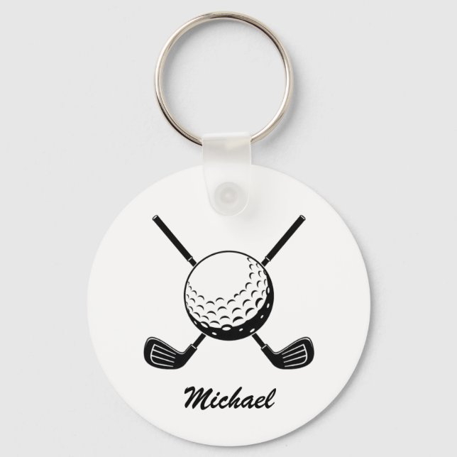 Personalisierter Name Golfschläger Kugel Golfer Go Schlüsselanhänger (Vorderseite)