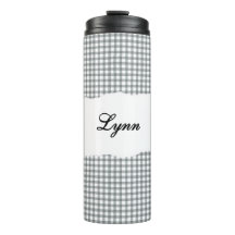 Personalisierter Name Grau Gingham-Muster