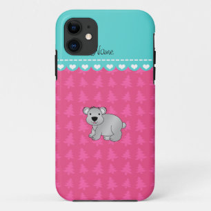 Personalisierter Name Graue Koala Rosa Weihnachtsb Case-Mate iPhone Hülle