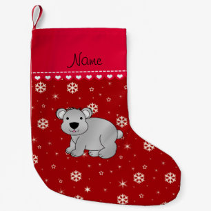Personalisierter Name Graue Koala-Schneeflocken Kleiner Weihnachtsstrumpf