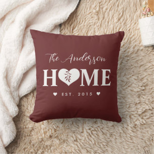 Personalisierter Name Grauroter HOME Kissen