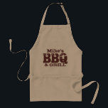 Personalisierter Name GRILLEN Schürze für Typ | Br<br><div class="desc">Personalisierter Name GRILLEN Schürze für Typ. Dunkelbraune beige Farben. GRILLEN und Grill der Mike. Personalisierbarer Name. Niedliche Grillidee im Freien für Vater,  Onkel,  Ehemann,  Großvater,  Bruder etc.</div>