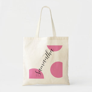 Personalisierter Name Große rosa Polka Punkte Tragetasche