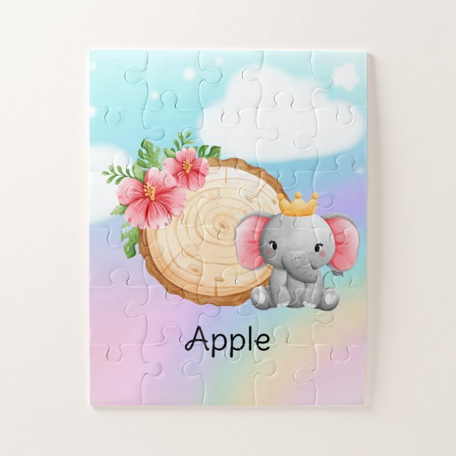Personalisierter Name Großes Elephant-Puzzle (Vertikal)