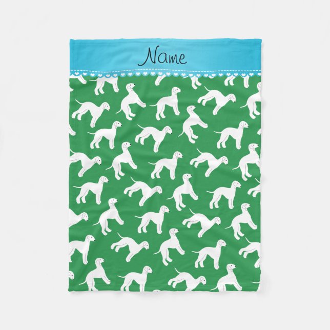 Personalisierter Name Grüne Bettlington Terrier Hu Fleecedecke (Vorderseite)