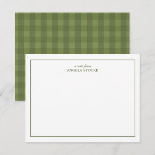 Personalisierter Name Grüne Grenze Gingham Mitteilungskarte