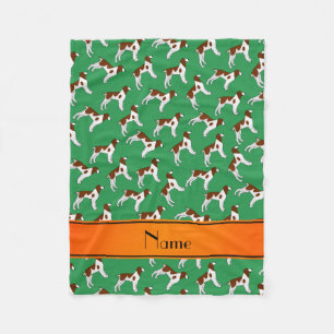 Personalisierter Name Grüne Spaniel-Hunde Fleecedecke