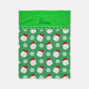Personalisierter Name grüne Volleyballs Weihnachts Fleecedecke