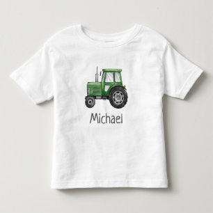 Personalisierter Name Grüner Traktor Bauernhof Was Kleinkind T-shirt