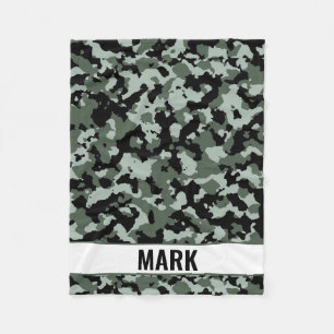 Personalisierter Name Grünes Camouflage-Muster Fleecedecke