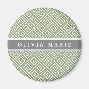 Personalisierter Name Grünes griechisches Schlüsse Magnet