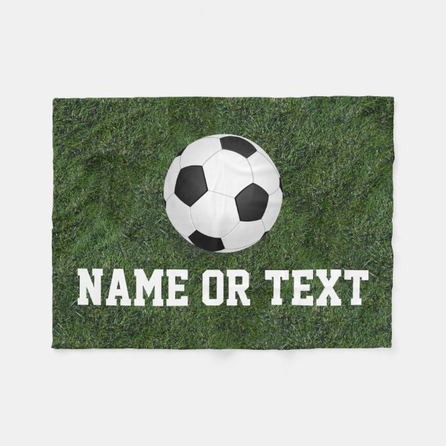 Personalisierter Name Grüngras Fußball Boys Fleecedecke (Vorderseite (Horizontal))