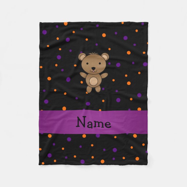 Personalisierter Name halloween polka dots Fleecedecke (Vorderseite)