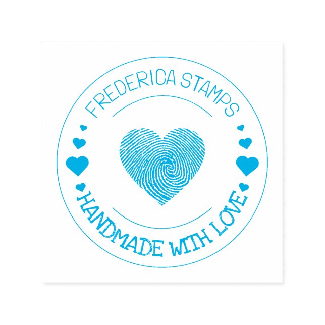 Personalisierter Name Handmade mit Liebe Herz Permastempel (Design)